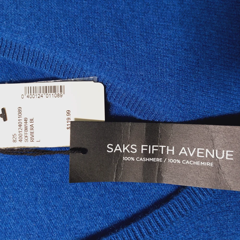 Saks Fifth Avenue Blue V-Neck Sweater - Picture 8 of 10